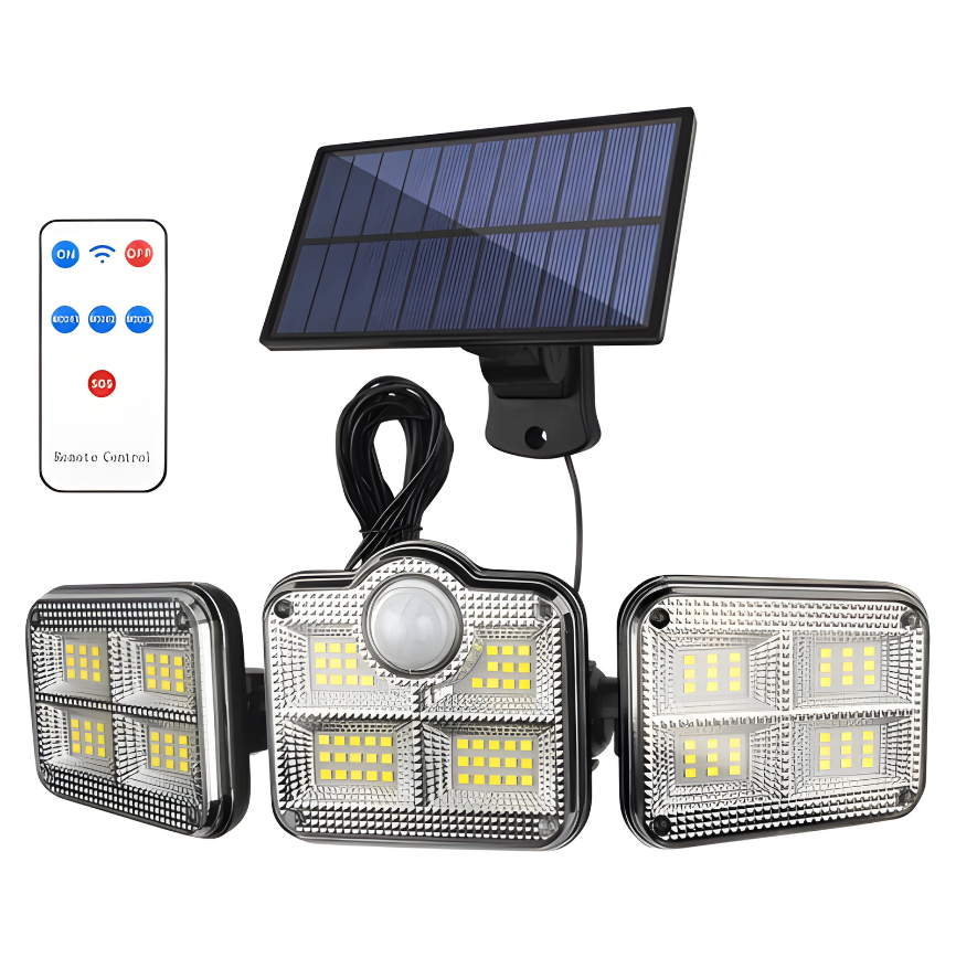 LAMPARA SOLAR 3 FOCOS CON SENSOR