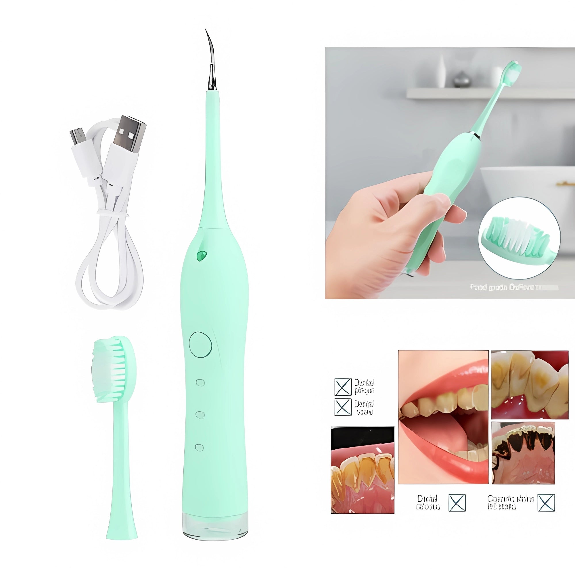 REMOVEDOR ELECTRICO DE CALCULOS DENTALES ESCALADOR ULTRASONICO COLOR  VERDE AGUA